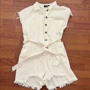 Pixi White Denim Romper